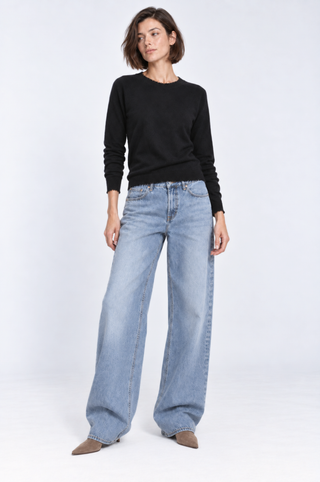 Cotton Cashmere Frayed Edge Crew
