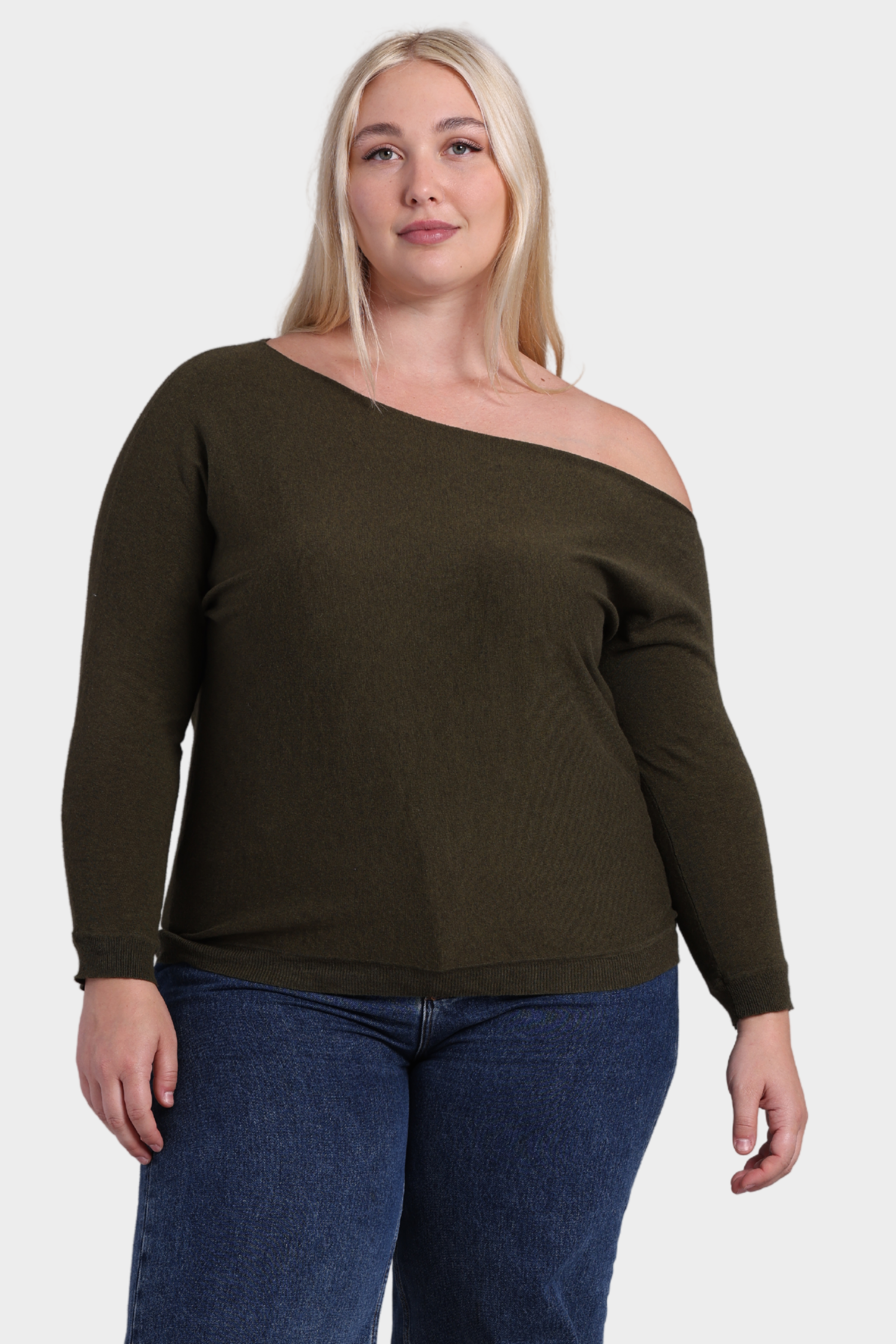 Plus Cotton Cashmere Off The Shoulder Top