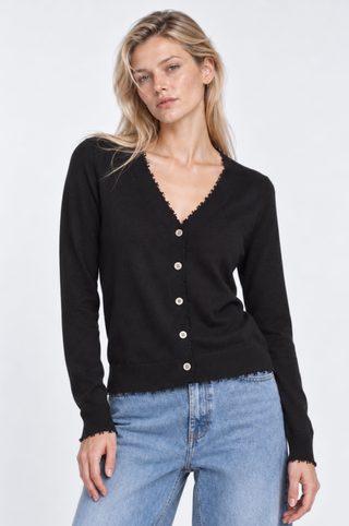 Cotton Cashmere Frayed Cardigan