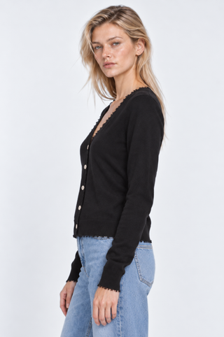 Cotton Cashmere Frayed Cardigan
