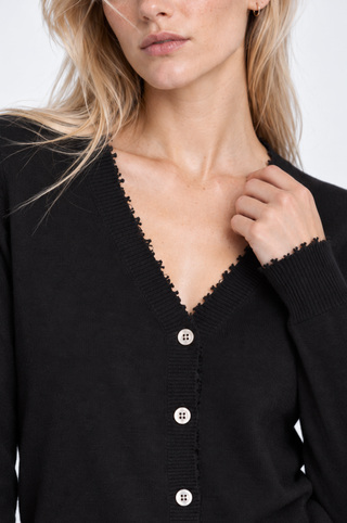 Cotton Cashmere Frayed Cardigan
