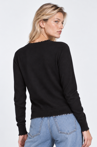 Cotton Cashmere Frayed Cardigan