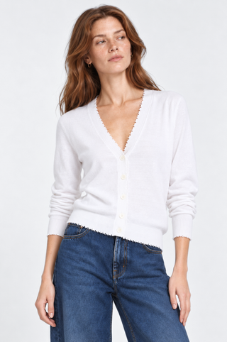 Cotton Cashmere Frayed Cardigan