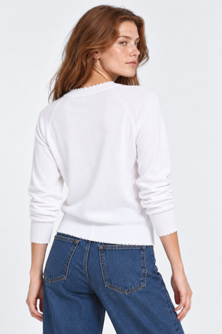 Cotton Cashmere Frayed Cardigan