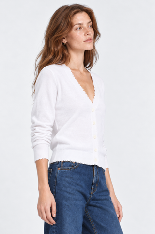 Cotton Cashmere Frayed Cardigan