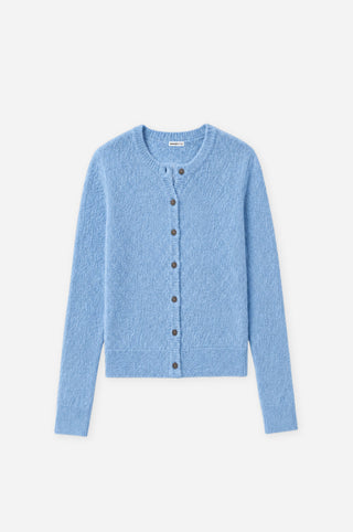 Boucle Long Sleeve Crew Neck Cropped Cardigan