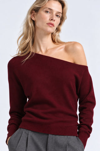 Cotton Cashmere Off The Shoulder Top