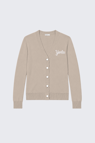 Cotton Cashmere "Yenta" Embroidered V Neck Cardigan