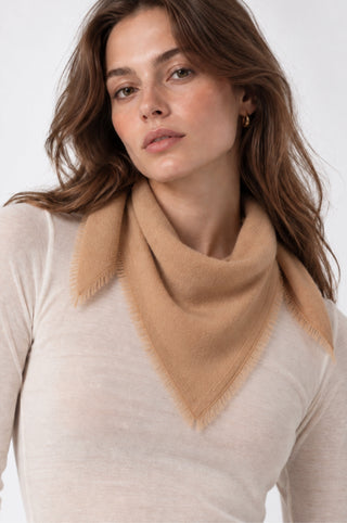 Cashmere Neckerchief Scarf with Eyelash Fringe