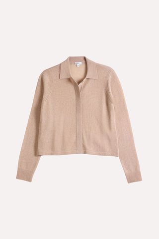 Sheer Luxury Cashmere Collared Cropped Cardigan