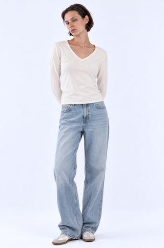 Long Sleeve V Neck with Rolled Trims