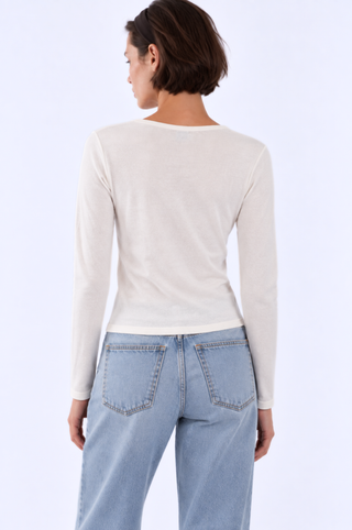 Long Sleeve V Neck with Rolled Trims