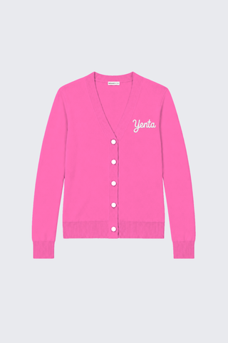 Cotton Cashmere "Yenta" Embroidered V Neck Cardigan