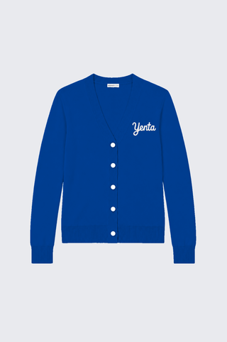 Cotton Cashmere "Yenta" Embroidered V Neck Cardigan