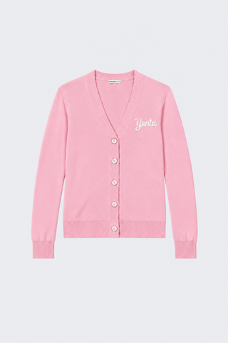 Cotton Cashmere "Yenta" Embroidered V Neck Cardigan