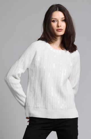 Cotton Cashmere Sequin Shaker Crew