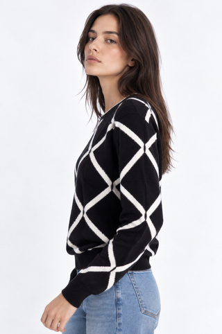 Cotton Cashmere Novelty Basketweave Crew