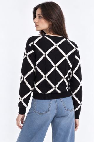 Cotton Cashmere Novelty Basketweave Crew
