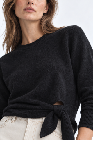 Luxe Cashmere Crew Sweatshirt with Tie