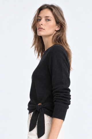 Luxe Cashmere Crew Sweatshirt with Tie