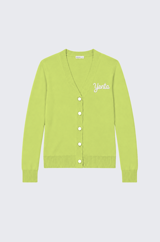 Cotton Cashmere "Yenta" Embroidered V Neck Cardigan