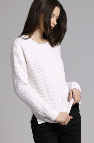 Cotton Cashmere Sequin Shaker Crew