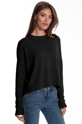 Cotton Cashmere Boxy Crew Neck Top