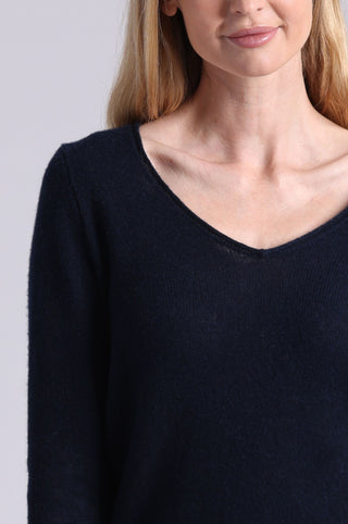 Sheer Luxury Cashmere 3/4 Sleeve V Neck