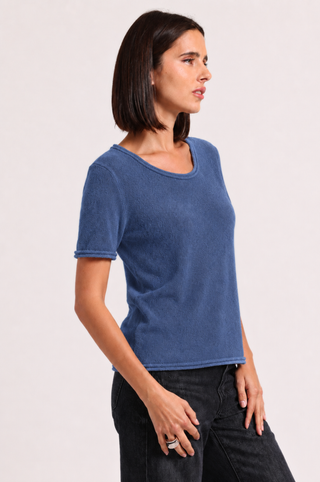 Sheer Luxury Cashmere Short Sleeve Tee with Rolled Trims