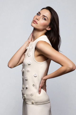 Viscose Shell With Floral Sequin Applique