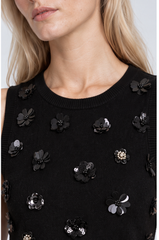 Viscose Shell With Floral Sequin Applique