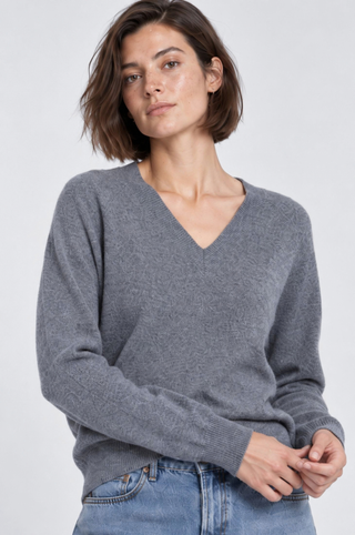Cashmere Long Sleeve Shrunken V Neck