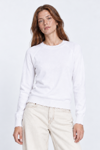 Cotton Cashmere Frayed Edge Crew