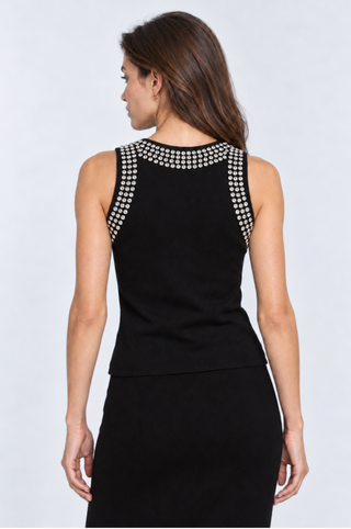 Viscose Embellished Sleeveless Crewneck Top