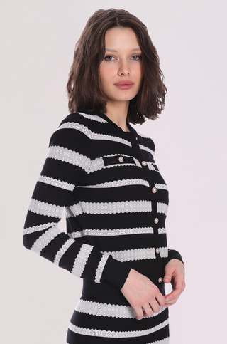 Viscose Lace Stripe Cardigan