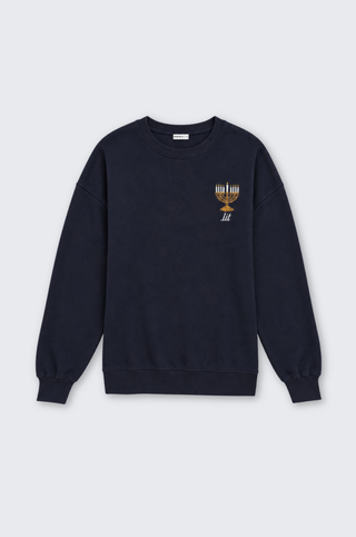 Cotton Cashmere Unisex "Lit" Embroidered Crew