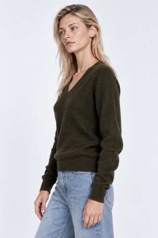 Cashmere Long Sleeve Shrunken V Neck