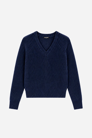 Cotton Shaker Stich V Neck