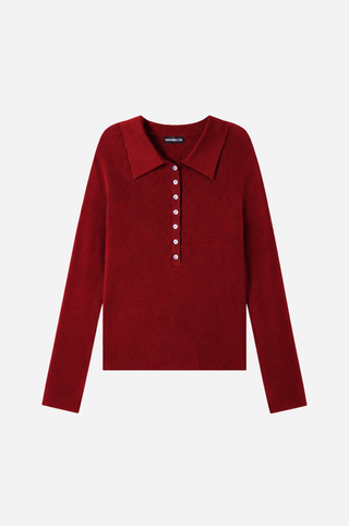 Viscose Ribbed Collared Henley