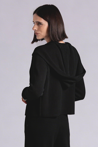 Cotton Shaker Hooded Flyaway Cardigan