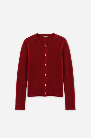 Sheer Luxury Cashmere Cardigan with Rolled Trims