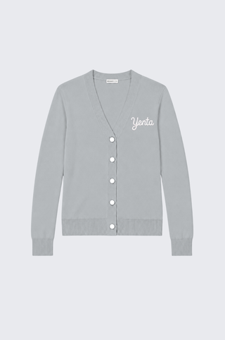 Cotton Cashmere "Yenta" Embroidered V Neck Cardigan