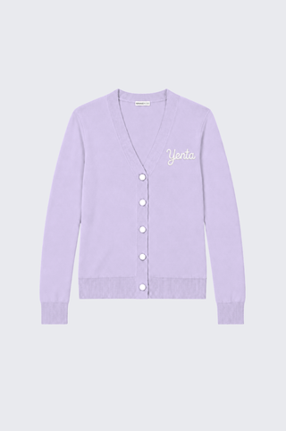 Cotton Cashmere "Yenta" Embroidered V Neck Cardigan
