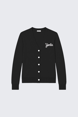 Cotton Cashmere "Yenta" Embroidered V Neck Cardigan