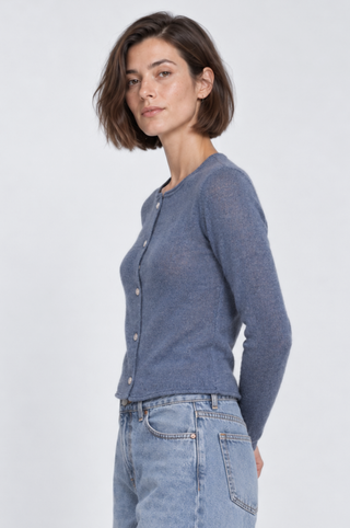 Sheer Luxury Cashmere Cardigan with Rolled Trims