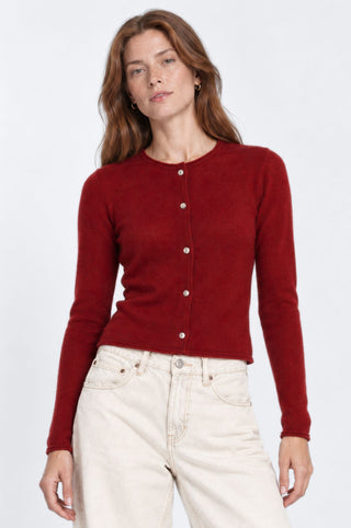 Sheer Luxury Cashmere Cardigan with Rolled Trims