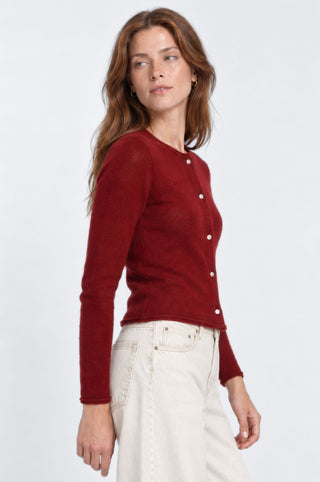 Sheer Luxury Cashmere Cardigan with Rolled Trims