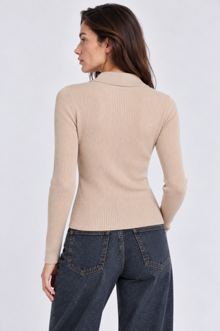 Viscose Ribbed Collared Henley