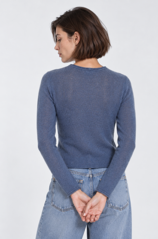 Sheer Luxury Cashmere Cardigan with Rolled Trims
