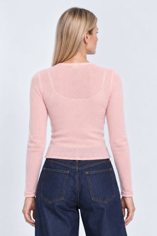Sheer Luxury Cashmere Cardigan with Rolled Trims